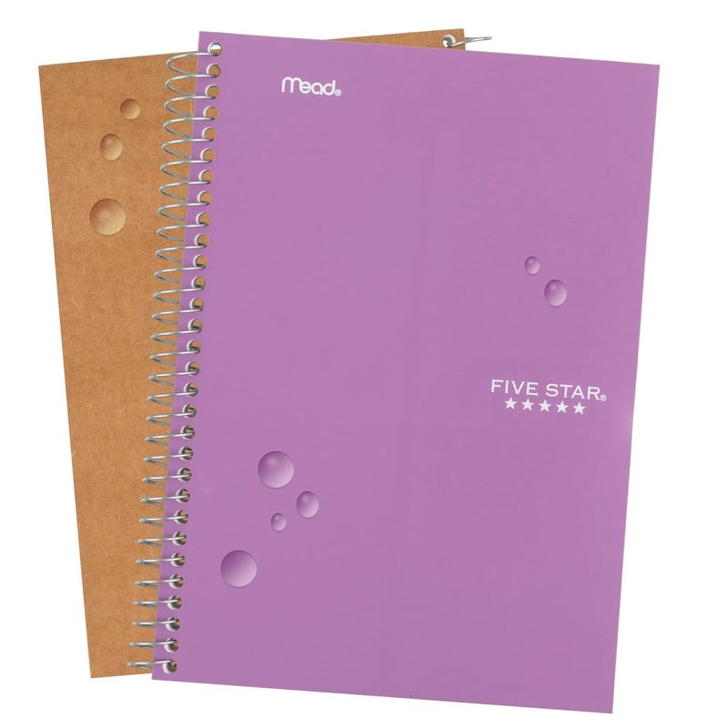 Five Star Spiral Notebook, 2 Subject, College Ruled, 9 1/2"" x 6"" 80 Sheets, Amethyst Purple (840029CF1-ECM) - Image 4